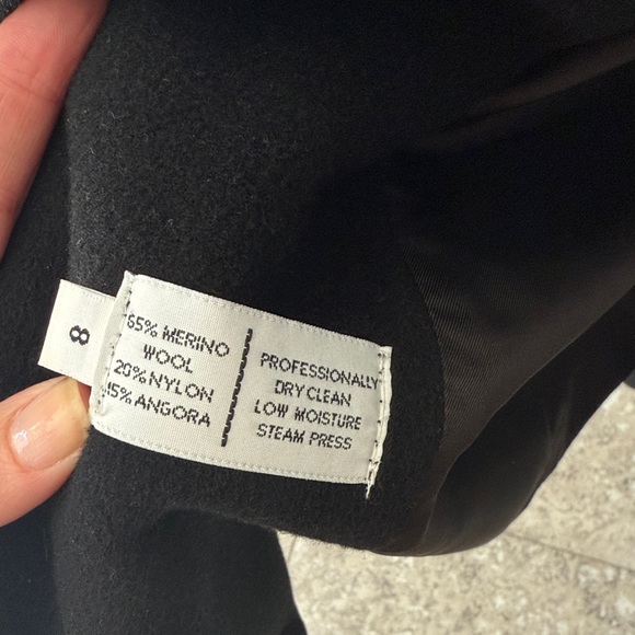 Anne Klein II Vintage Black Merino Wool and Angora Women’s Long Trench Pea Coat - Picture 4 of 16